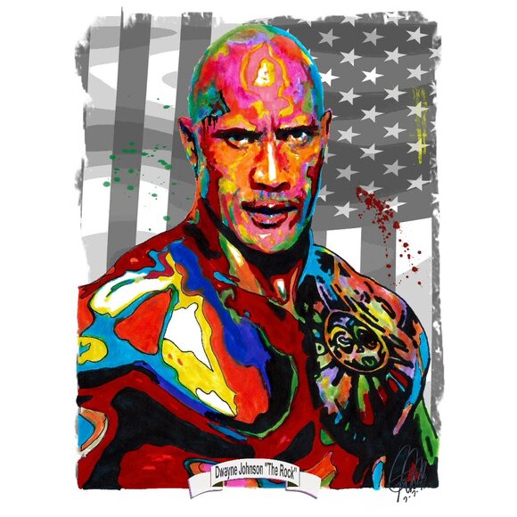 The Rock Dwayne Johnson Wrestler Poster Print Wall Art 18x24 - Picture 1 of 5